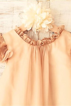 Schaufel-Ausschnitt Empire Taille A-Line Wadenlanges Blumenmädchenkleid mit Kurzen Ärmeln - Bild 4