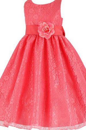 A-Linie Empire Taille Spitze bodenlanges Blumenmädchenkleid mit Blume mit gekappten Ärmeln - Bild 3