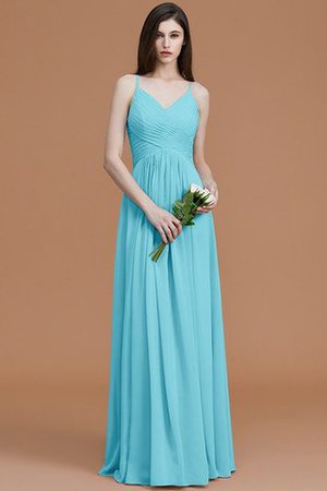 Robe demoiselle d'honneur naturel de princesse ruché avec chiffon avec sans manches - Photo 9