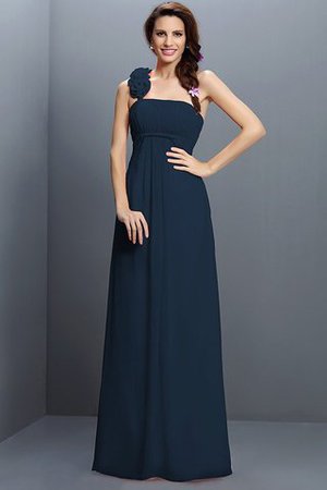 Robe demoiselle d'honneur longue en chiffon de bustier avec zip avec fleurs - Photo 10