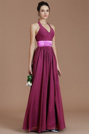 Normale Taille A-Line Ärmelloses Bodenlanges Brautjungfernkleid aus Chiffon - Bild 10