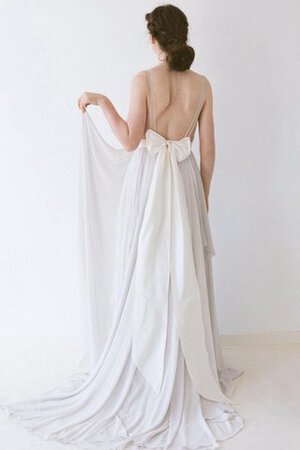 Robe de mariée facile avec ruban v encolure ruchés longs jusqu'au sol - Photo 3