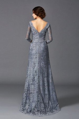 Robe mère de mariée naturel longue avec décoration dentelle ligne a en 3/4 manche - Photo 2