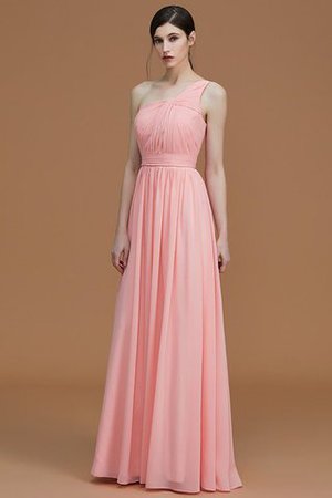 Ärmelloses Chiffon A Linie Gerüschtes Ein Schulterfreies Brautjungfernkleid - Bild 1