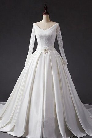 Robe de mariée sobre en organza avec perle croisade en satin - Photo 1
