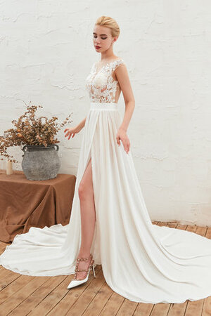 Robe de mariée de col bateau avec zip spécial fouchure jambon longue - Photo 5