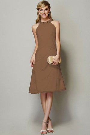 Enges Chiffon Normale Taille Bescheidenes Brautjungfernkleid mit Applike - Bild 4
