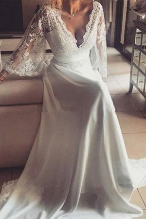 Robe de mariée avec broderie a salle intérieure spécial jusqu'au sol charmeuse - Photo 1