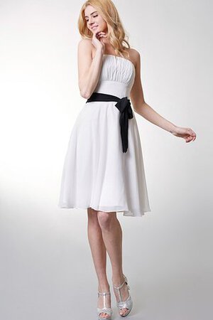 Robe demoiselle d'honneur plissage bref manche nulle avec chiffon ruché - Photo 5