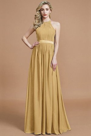 Robe demoiselle d'honneur manche nulle avec zip ruché jusqu'au sol en chiffon - Photo 17
