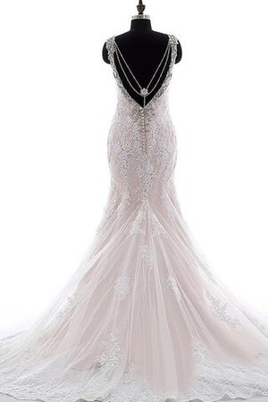 Abito da Sposa in pizzo Cappellino con Perline con Applique Coda A Strascico Cappella in Pizzo - Foto 4