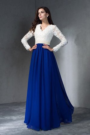 Robe de soirée longue v encolure avec manche longue avec zip avec chiffon - Photo 4