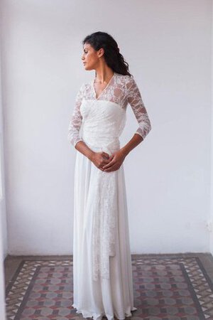 Abito da Sposa in pizzo con Festone Semplice con Fusciacca A Terra Senza Maniche - Foto 1