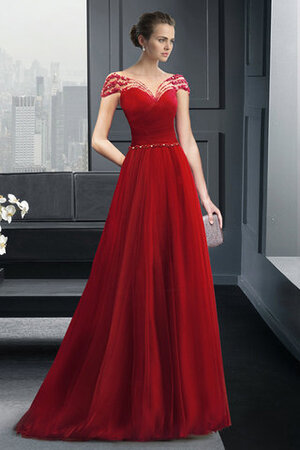 Abito da ballo shiena sheer bello a-line in tulle con perline senza maniche - Foto 1