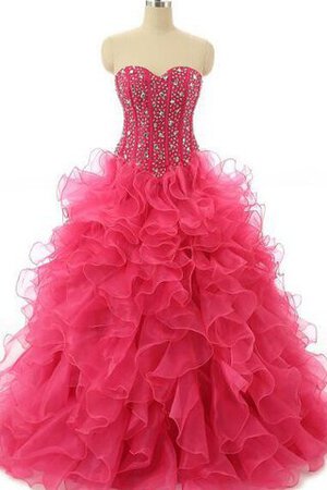 Chiffon Tüll Organza Perlenbesetztes mini Quinceanera Kleid mit Rücken Schnürung - Bild 2