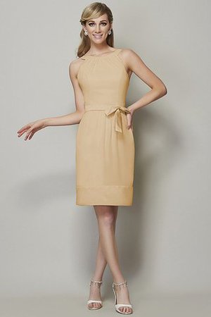 Schaufel-Ausschnitt Reißverschluss Enganliegendes Knielanges Brautjungfernkleid aus Chiffon - Bild 5
