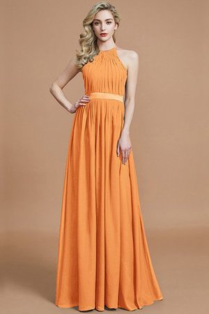 Robe demoiselle d'honneur manche nulle avec zip ruché jusqu'au sol en chiffon - Photo 26