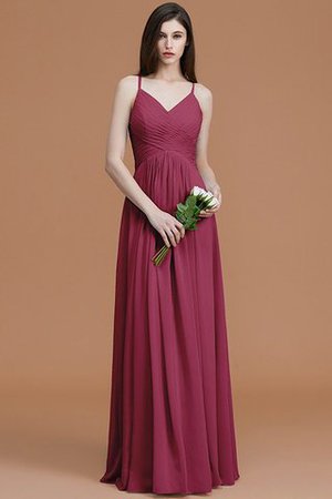 Robe demoiselle d'honneur naturel de princesse ruché avec chiffon avec sans manches - Photo 11