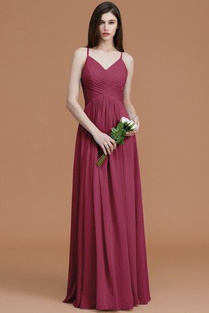 Spaghetti Träger Normale Taille Gerüschtes Ärmellos Bodenlanges Brautjungfernkleid - Bild 11