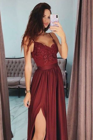 Robe de bal avec décoration dentelle en satin charme avec sans manches v encolure - Photo 1