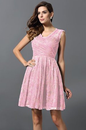 A-Line Prinzessin Reißverschluss Mini Brautjungfernkleid mit V-Ausschnitt - Bild 22