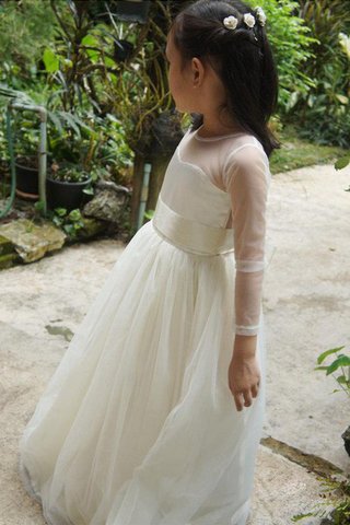 Abito da Cerimonia Bambini in Chiffon con Piega A-Line con Fusciacca A Terra alta vita - Foto 2