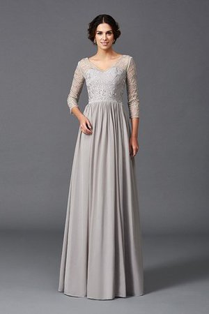 Chiffon V-Ausschnitt Sittsames Brautmutterkleid mit Rüschen mit Reißverschluss - Bild 5