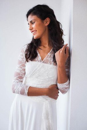 Abito da Sposa in pizzo con Festone Semplice con Fusciacca A Terra Senza Maniche - Foto 5