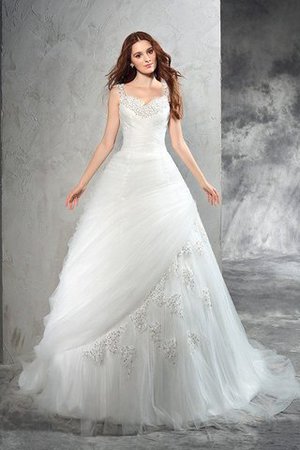 Clasico Vestido de Novia de Largo de Escote de Tirantes Espaguetis de Cremallera - Foto 3