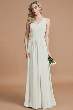 Prinzessin Normale Taille Bodenlanges Brautjungfernkleid aus Chiffon mit V-Ausschnitt - Bild 21