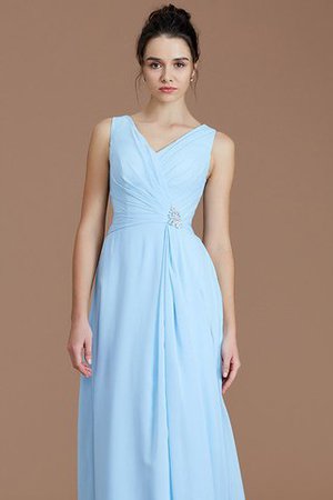 Gerüschtes V-Ausschnitt Bodenlanges Brautjungfernkleid aus Chiffon ohne Ärmeln - Bild 5