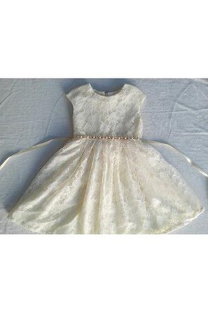 Robe de cortège enfant plissé avec manche courte de longueur à genou encolure ronde ligne a - Photo 4