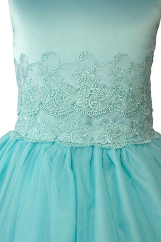 Tüll plissiertes niedrige Taille knöchellanges wadenlanges Blumenmädchenkleid aus Satin - Bild 2