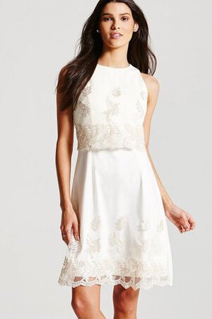 Robe de graduation avec décoration dentelle de longueur à genou elevé avec sans manches - Photo 3