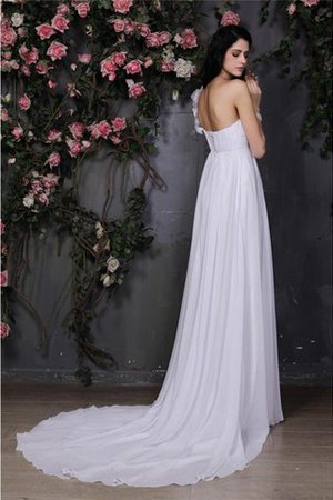 Abito da Sposa Lunghi Allacciato Semplice con Fiore Senza Maniche - Foto 2