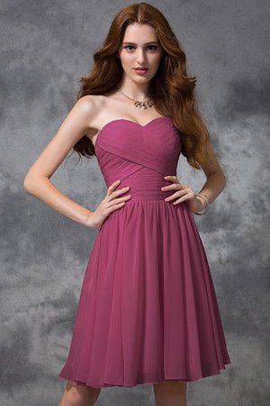 Chiffon Reißverschluss Normale Taille Knielanges Brautjungfernkleid mit Herz-Ausschnitt - Bild 6