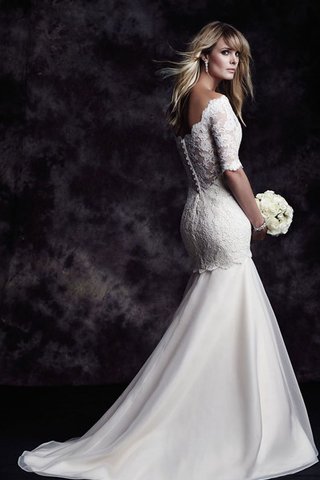 Robe de mariée intemporel col en bateau en arc-en-ciel avec broderie avec zip - Photo 2