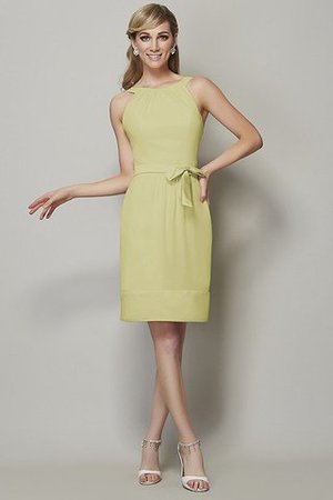 Schaufel-Ausschnitt Reißverschluss Enganliegendes Knielanges Brautjungfernkleid aus Chiffon - Bild 8