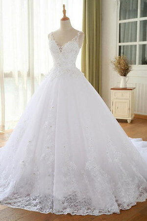 Blendend Prinzessin Schwingendes Bodenlanges Brautkleid mit Kristall - Bild 2