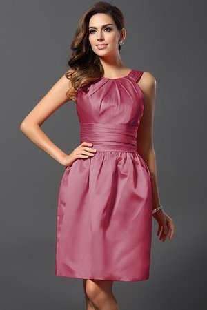Satin Bateau Knielanges Brautjungfernkleid mit Natürlicher Taille mit Reißverschluss - Bild 29