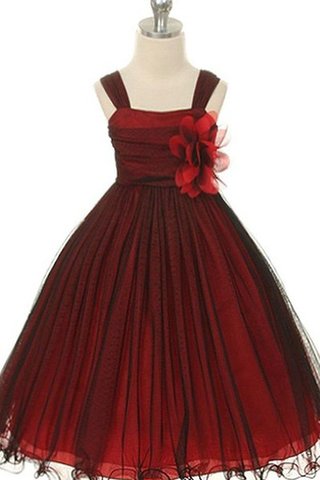 Spaghetti Träger A-Linie Organza Blumenmädchenkleid ohne Ärmeln mit Blume - Bild 2