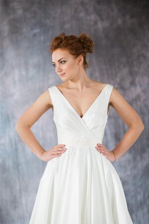 Robe de mariée naturel longueur au ras du sol avec zip de traîne mi-longue manche nulle - Photo 3