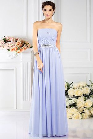 Abito da Damigella con Festone in Chiffon A Terra Senza Strap con Piega - Foto 17