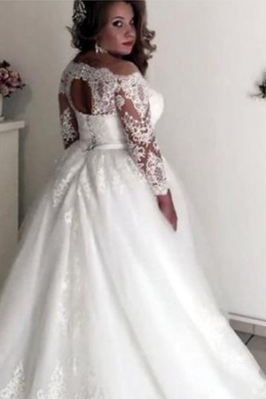 Robe de mariée avec nœud à boucles noble avec manche longue grandiose longue - Photo 2