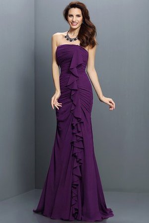 Meerjungfrau Stil Ärmelloses Chiffon Bodenlanges Brautjungfernkleid mit Empire Taille - Bild 12