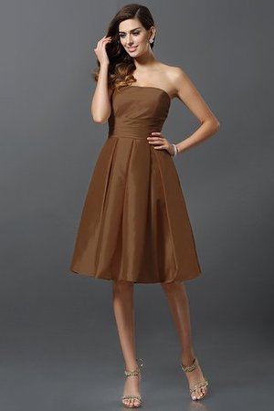 Robe demoiselle d'honneur courte naturel manche nulle a-ligne au niveau de genou - Photo 4