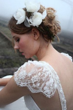 Abito da Sposa A-Line Senza Maniche A Terra V-Scollo Principessa - Foto 3