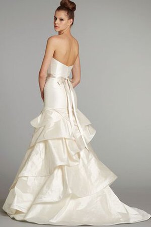 Abito da Sposa A-Line Senza Maniche con Seghettato con Perline senza strap con Nastro - Foto 2