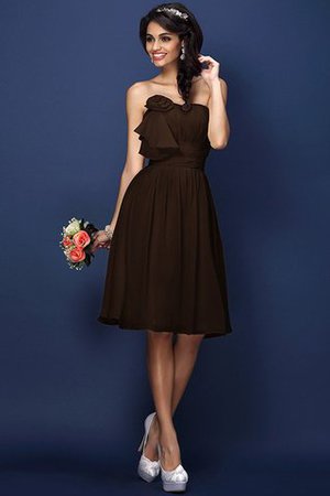 Drapiertes Natürliche Taile Plissiertes Brautjungfernkleid aus Chiffon ohne Ärmeln - Bild 7