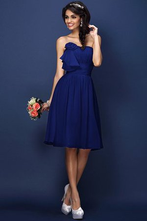 Drapiertes Natürliche Taile Plissiertes Brautjungfernkleid aus Chiffon ohne Ärmeln - Bild 25